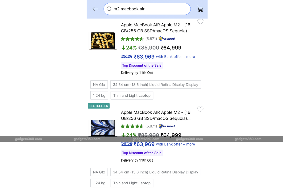 Flipkart Sale 2025: Apple’s MacBook Air With M2 Chip to Be Available for Less Than Rs. 64,000