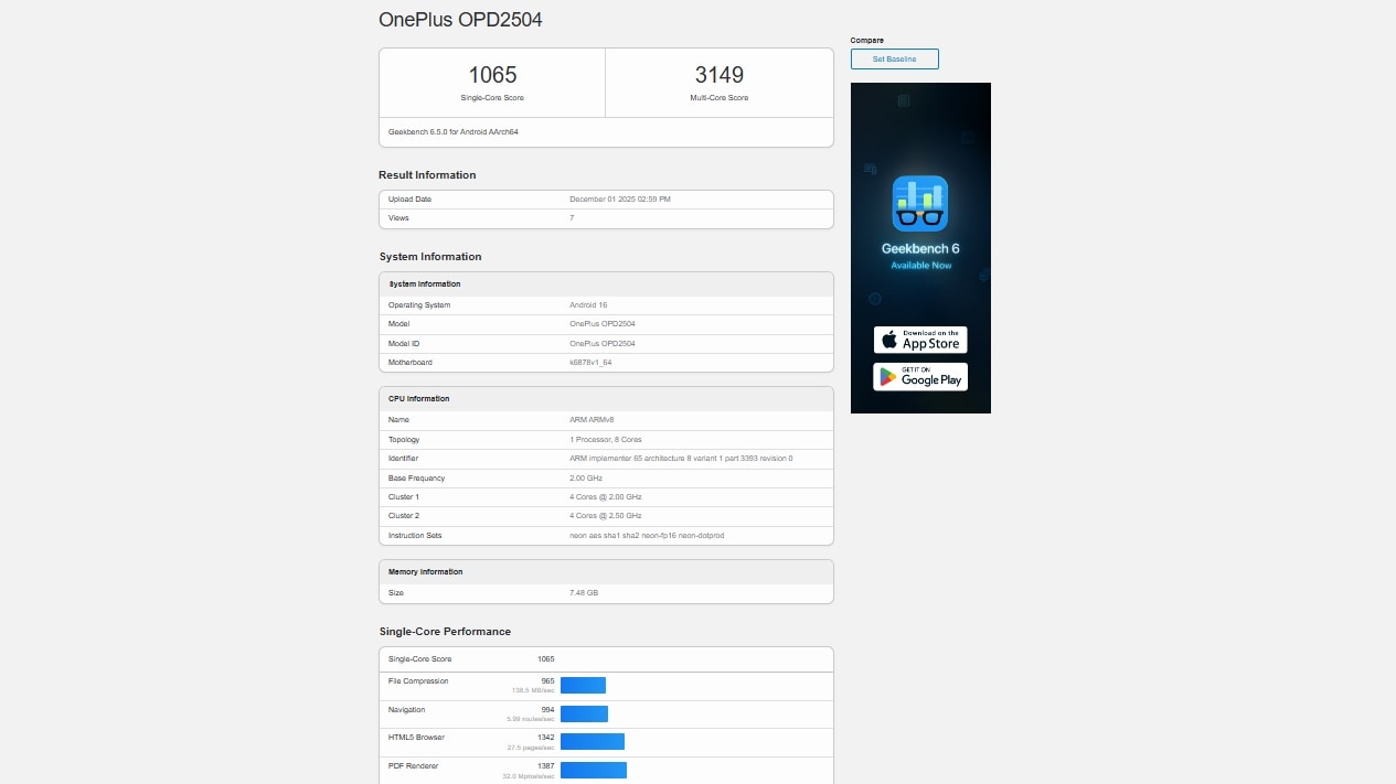 OnePlus Pad Go 2 Visits Geekbench With MediaTek Dimensity 7300 SoC, Android 16