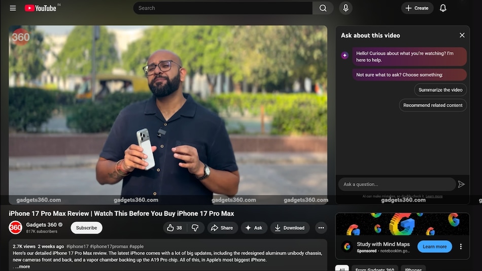 YouTube's New 'Ask' Button Uses Gemini to Get Instant Video Answers